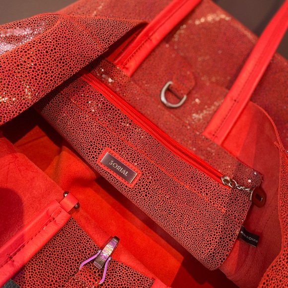 Sorial genuine red leather bag, stingray pattern - Picture 7 of 7